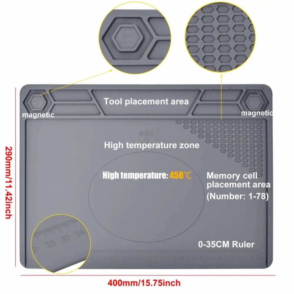 Silicone Heat Insulation Welding Working Mat for Welding Circuit Board Maintenance Insulation Repair Pad