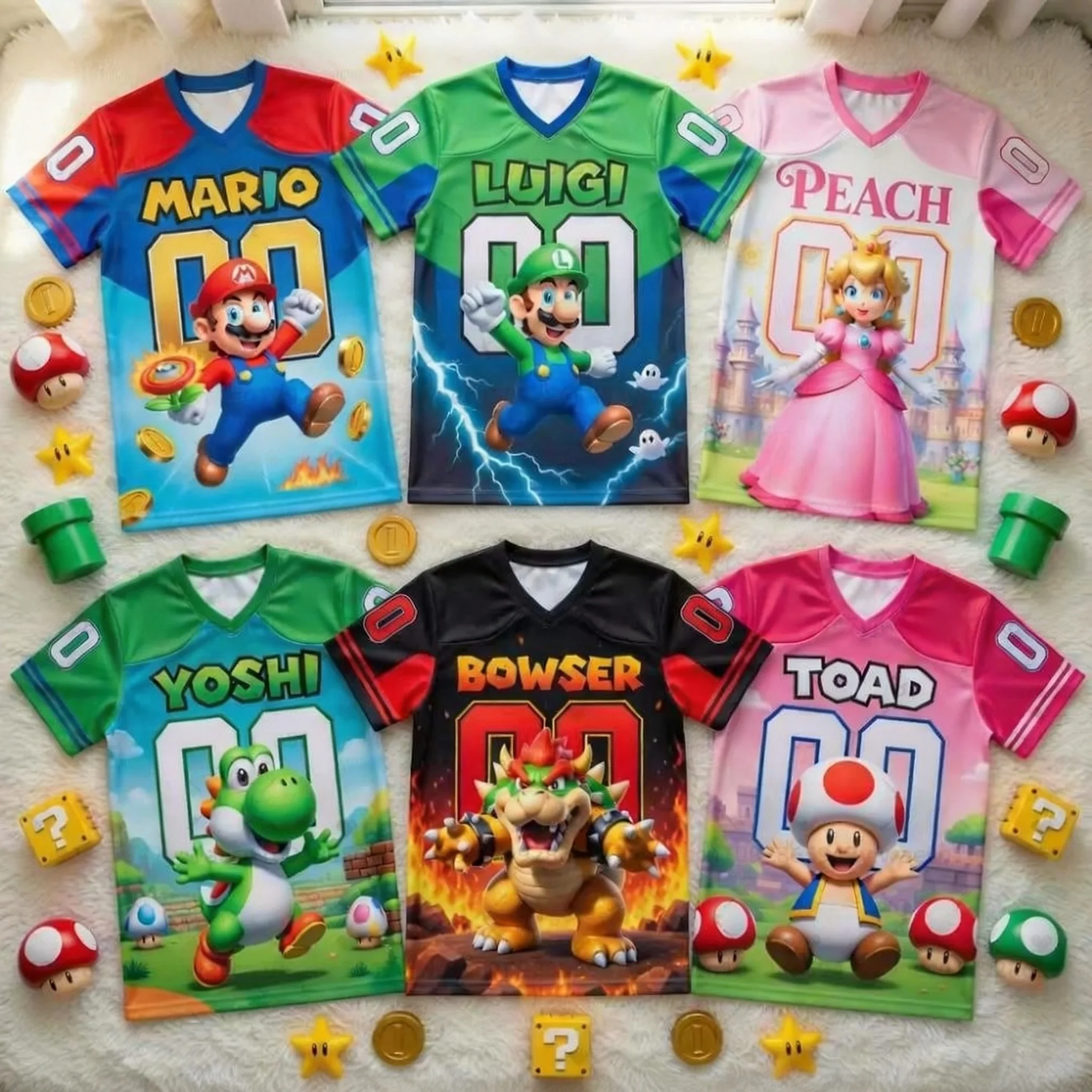 Nouveau T-shirt décontracté à manches courtes pour homme, motif dessin animé Super Mario, idéal pour l'été, T-shirt de jeu de rôle, assorti pour la famille