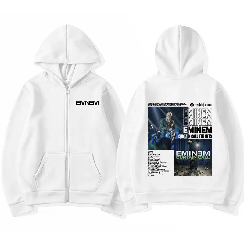 Vintage Eminem Slim Shady Tour Graphic Print Hooded Men Women Zip Up Hoodies Fashion Hip Hop Streetwear Unisex Zipper Jacket