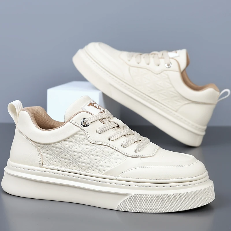 

Men's Classic Leather Sneakers - Lightweight, Comfortable Casual Shoes for Daily Wear, Fashionable and Durable Design