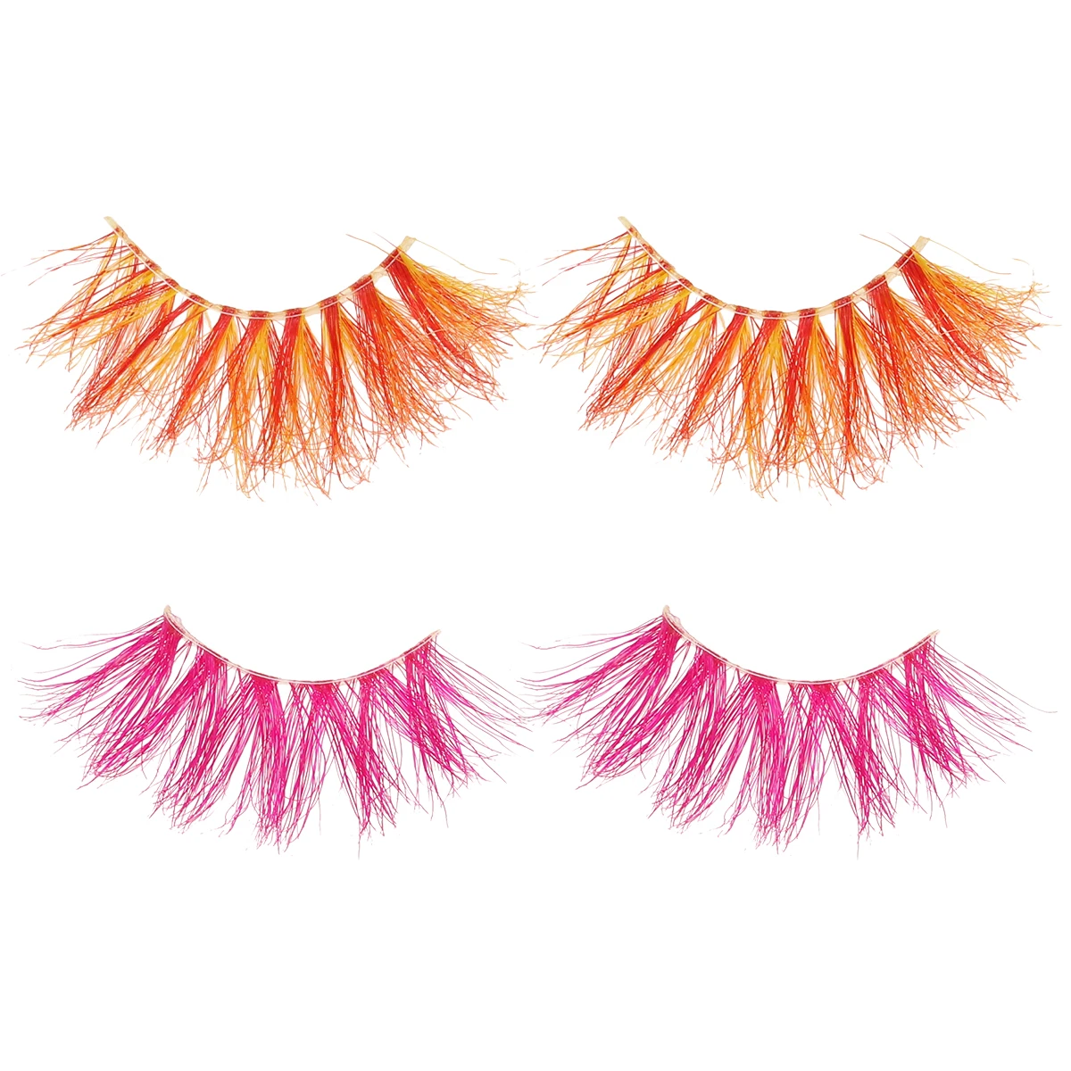 2 paires de cils colorés épais maquillage dramatique faux cils réutilisables 3D cils outil de maquillage des yeux faux cils