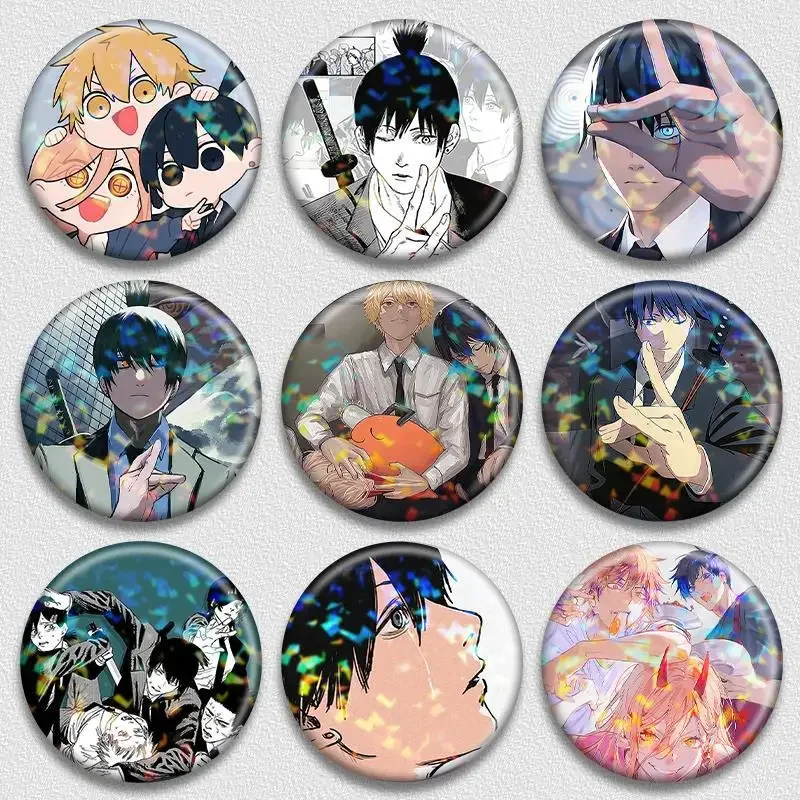 5.8cm Anime Popular Round Brooches Denji Pochita Hayakawa Aki Figure Badge Creative Pin Clothing Adorn Jewelry Collar Enamel Pin