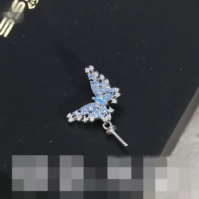 Butterfly S925 Sterling Silver Pendant Mounts Base Findings Settings Mountings Jewelry Fittings for 7-12mm Pearls 3pcs/lot
