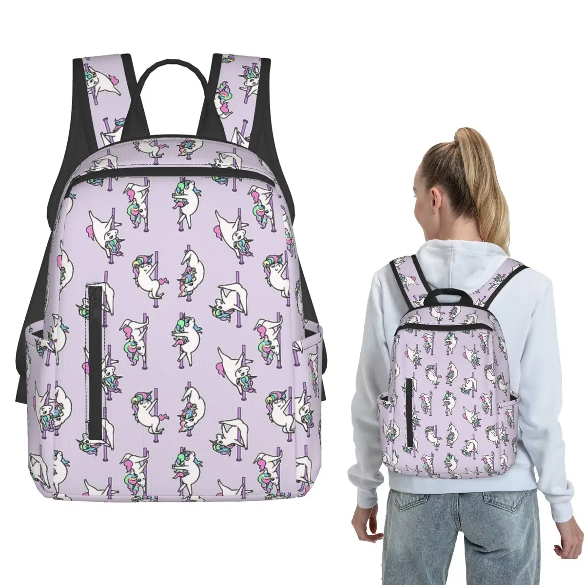 Unicorn Pole Dancing Club Backpack Large Capacity Boys Girls BookBag School Bag Shoulder Bags for Men Women