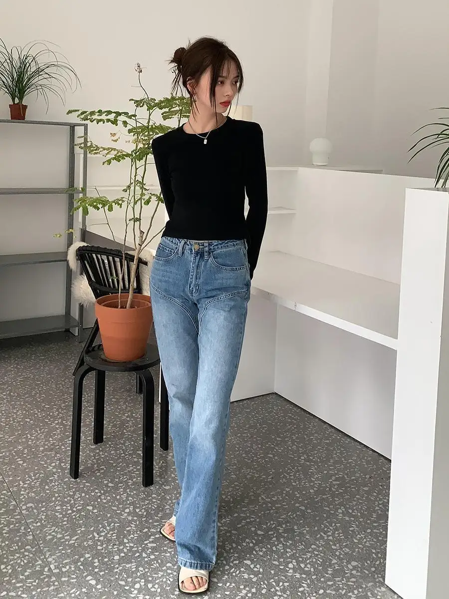 เสื้อยืดแขนยาวสตรีเสื้อลูกไม้ SLIM FIT สบายระบายอากาศยืดผ้าฝ้ายเซ็กซี่ปาร์ตี้คลับวันหยุดกลางคืน