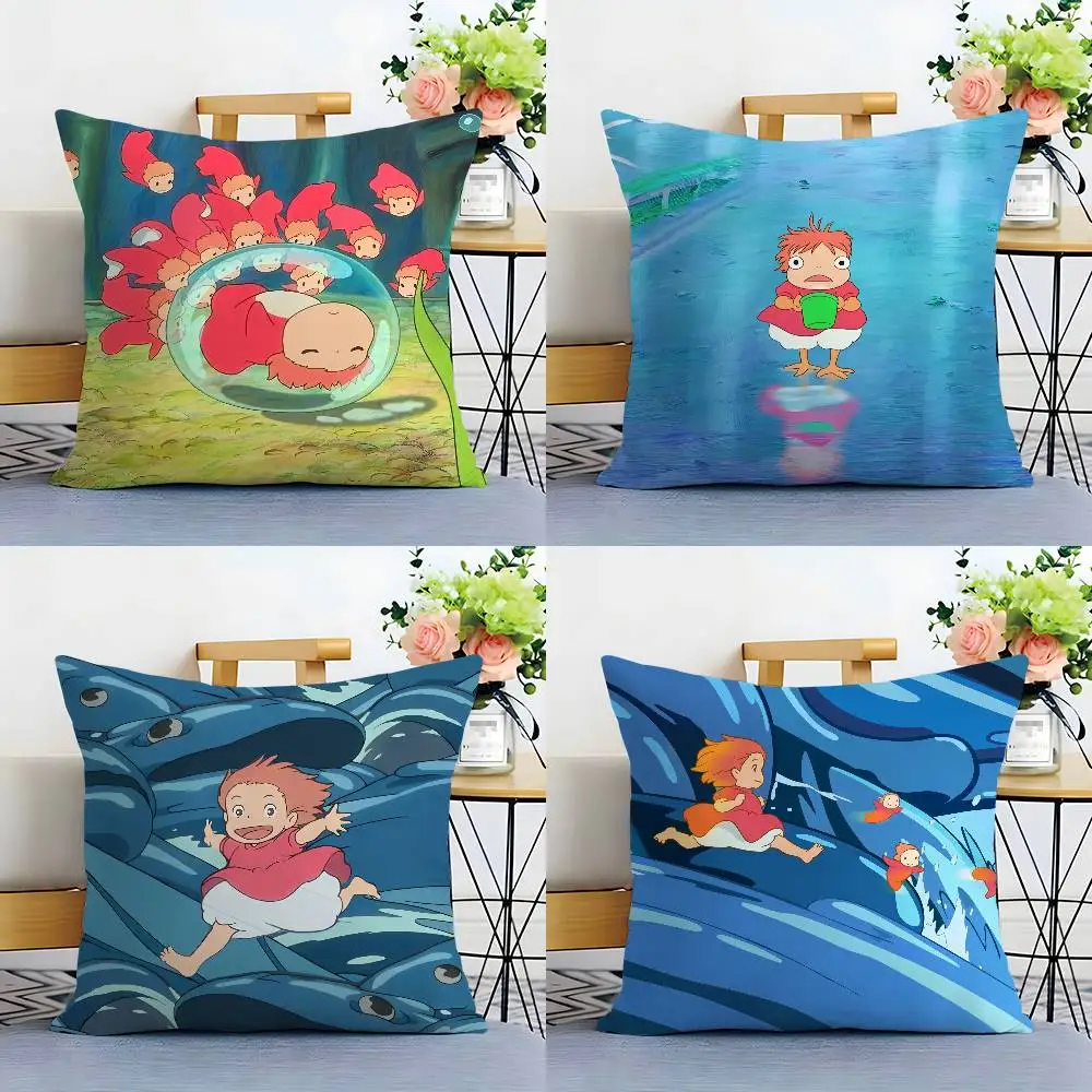 Cute Cartoon P-PonyoS Pillow Case Sofa Decorative Home Double-sided Printing Short Plush Cushion Pillow Cover Holiday Gift