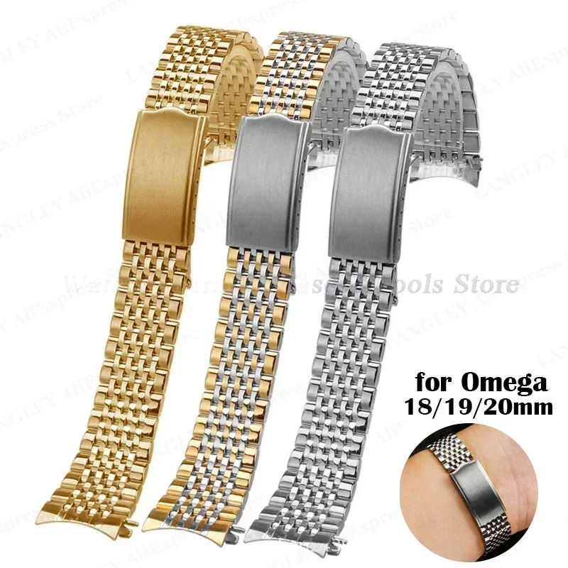 

18mm 19mm 20mm Stainless Steel Watchband Strap for Omega for Seamaster Nine Beads Watchband Metal Men Bracelet Watch Accessories