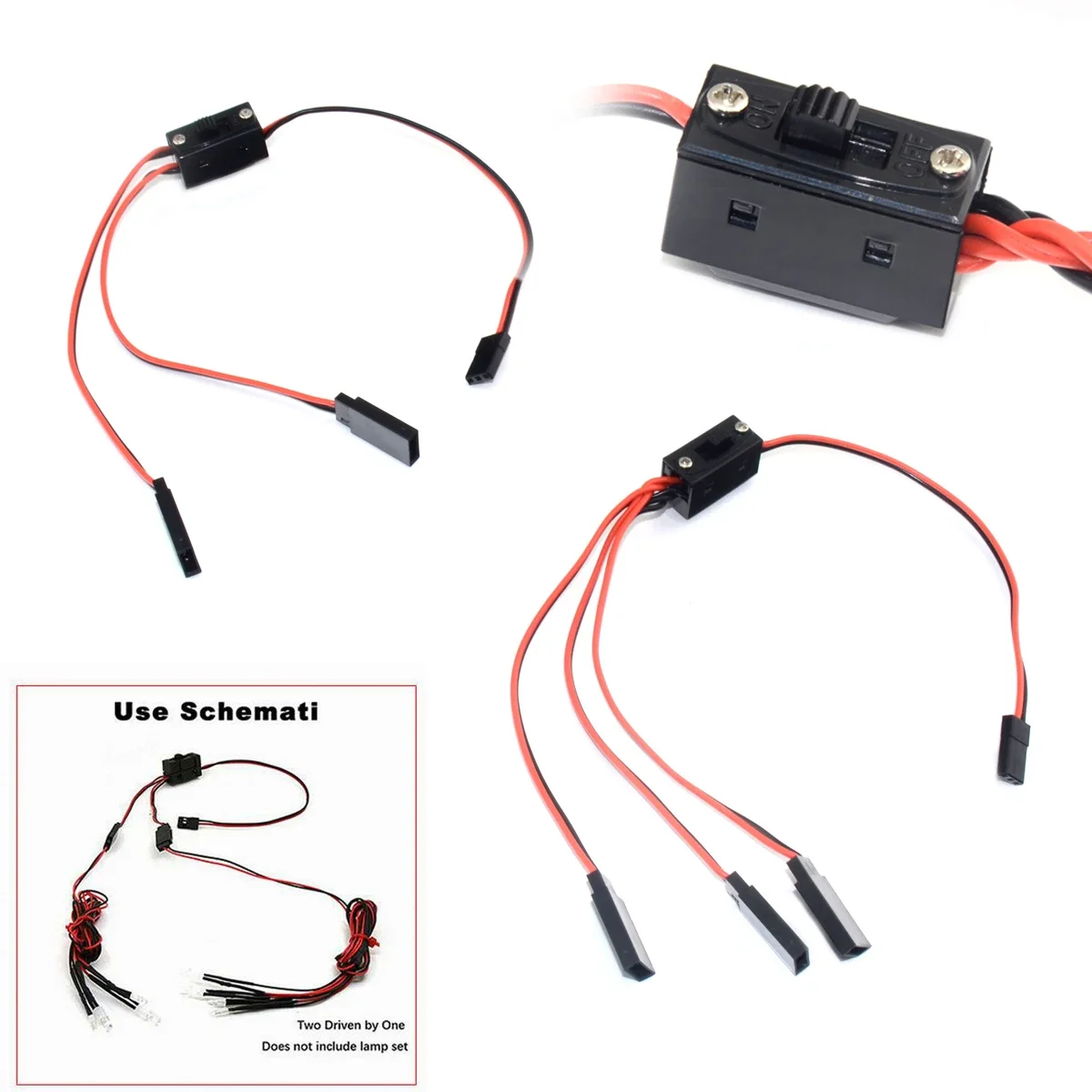 RC Servo Extension Receiver Power On Off Light Control Switch Futaba Connecter Cable Split Wire for JR RC Car Boat Aircraft FPV