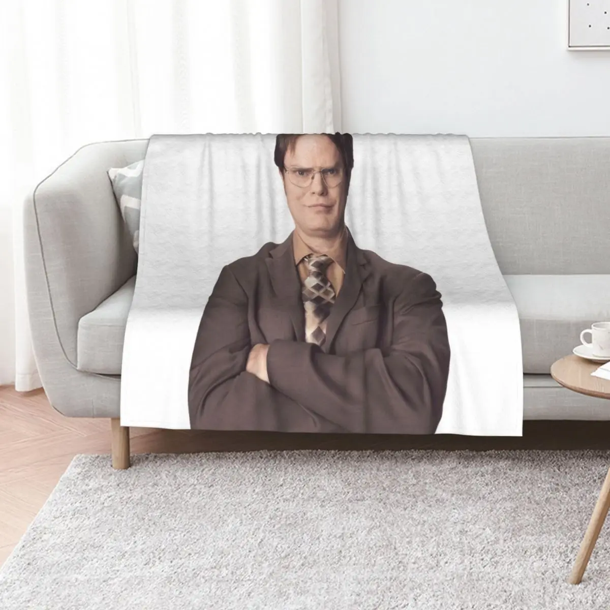 

Dwight Schrute The Office 1 Throw Blanket blankets and throws Heavy funny gift cosplay anime Blankets