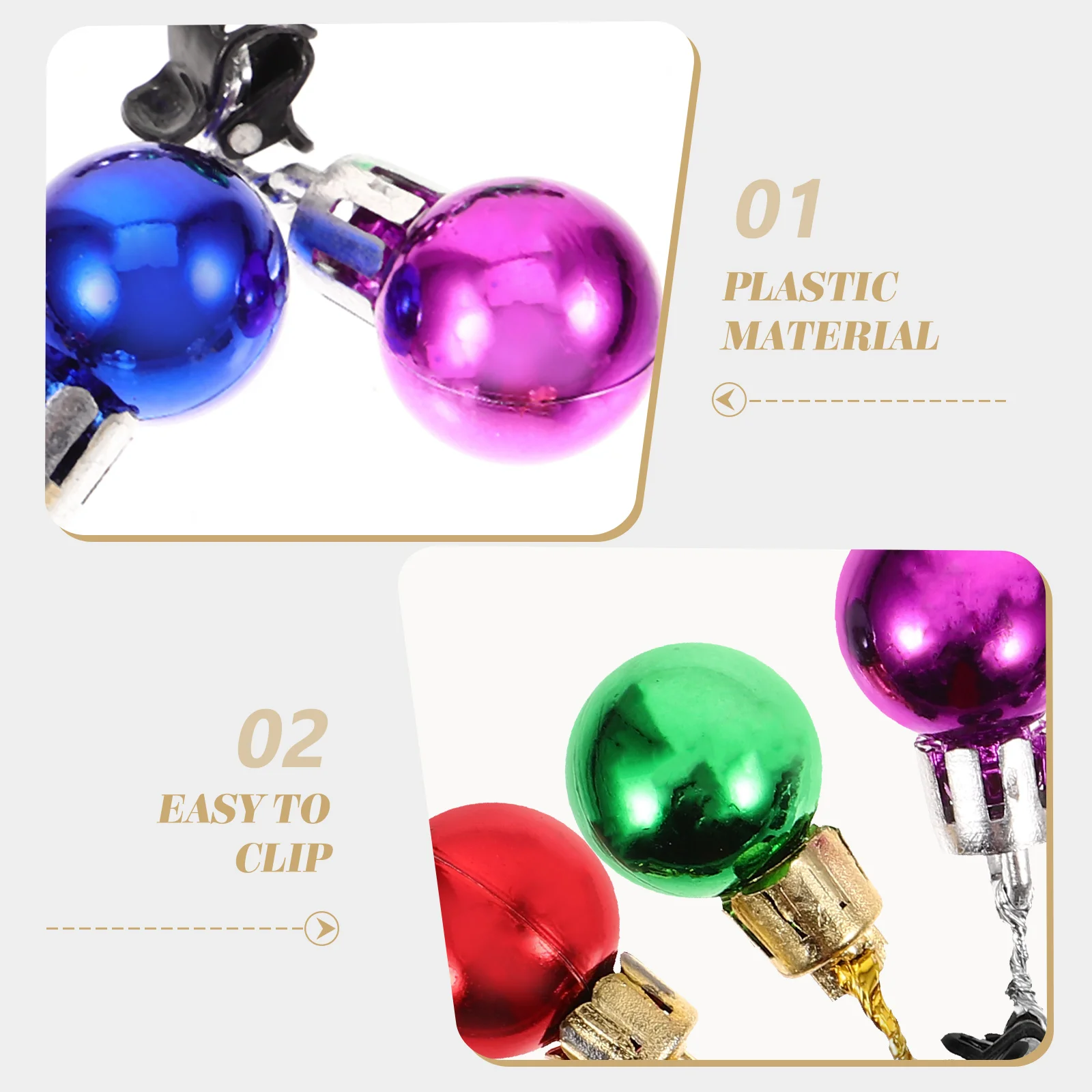 12개 크리스마스 수염 장식 클립 DIY 헤어 수염 장식 남성용 컬러풀 벨 장식 휴일 의상 액세서리 재사용 가능한 플라스틱