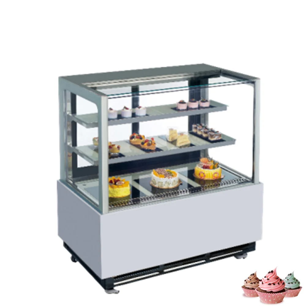 

Heavybao Restaurant Floor Standing Rectangular Glass Door Cabinet Cake Display Freezer Fridge Showcase Equipment