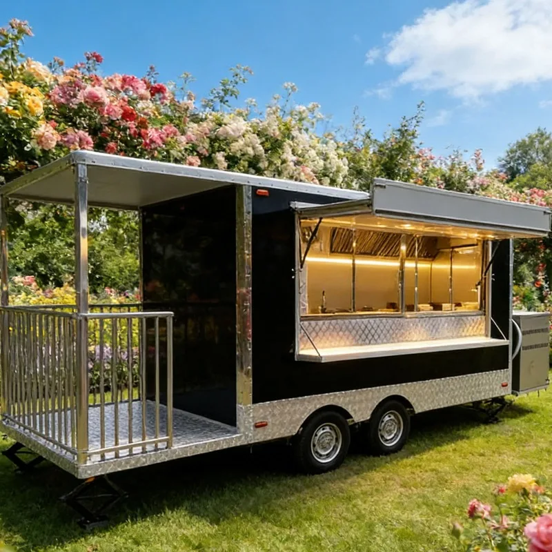 Food Concession Trailer Mobile Food Cart Commercial Kitchen with Pizza Counter for Outdoor Sales