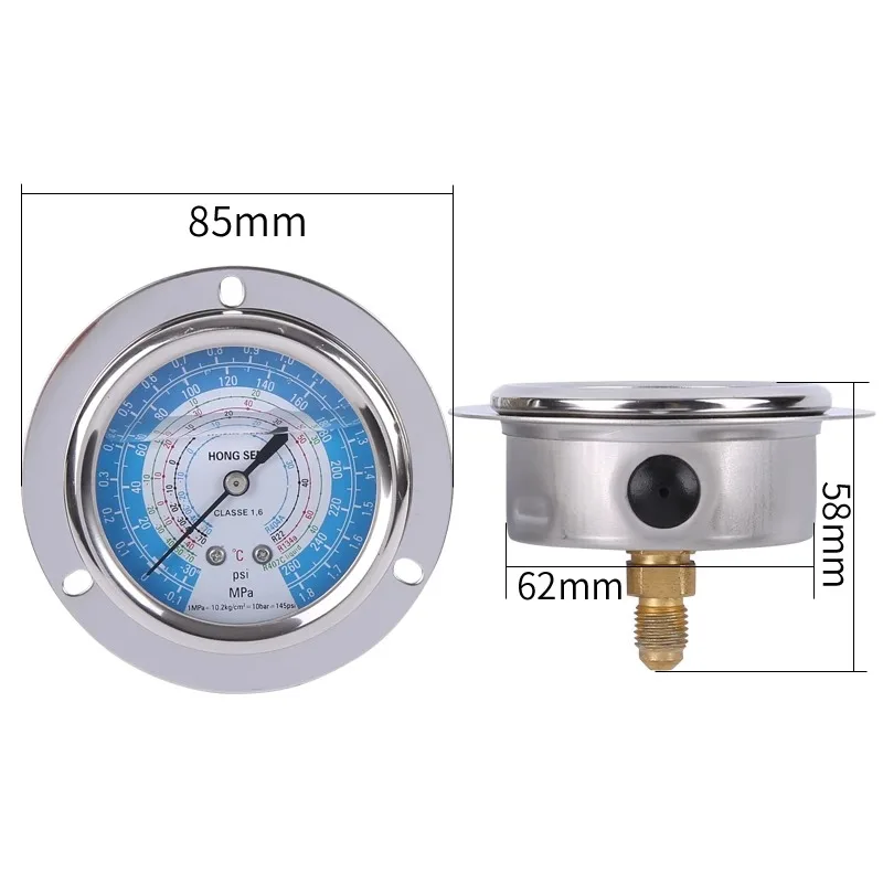 Cold storage unit high and low pressure oil gauge, oil filling pressure gauge R22 R134A R404A refrigeration equipment