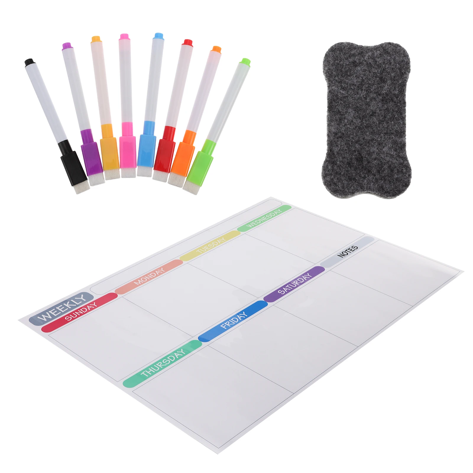 

1 set Undated Magnetic Fridge Calendar Meal Planner Note Board Weekly Organizer Refrigerator Dry Erase Schedule Metal Attachable