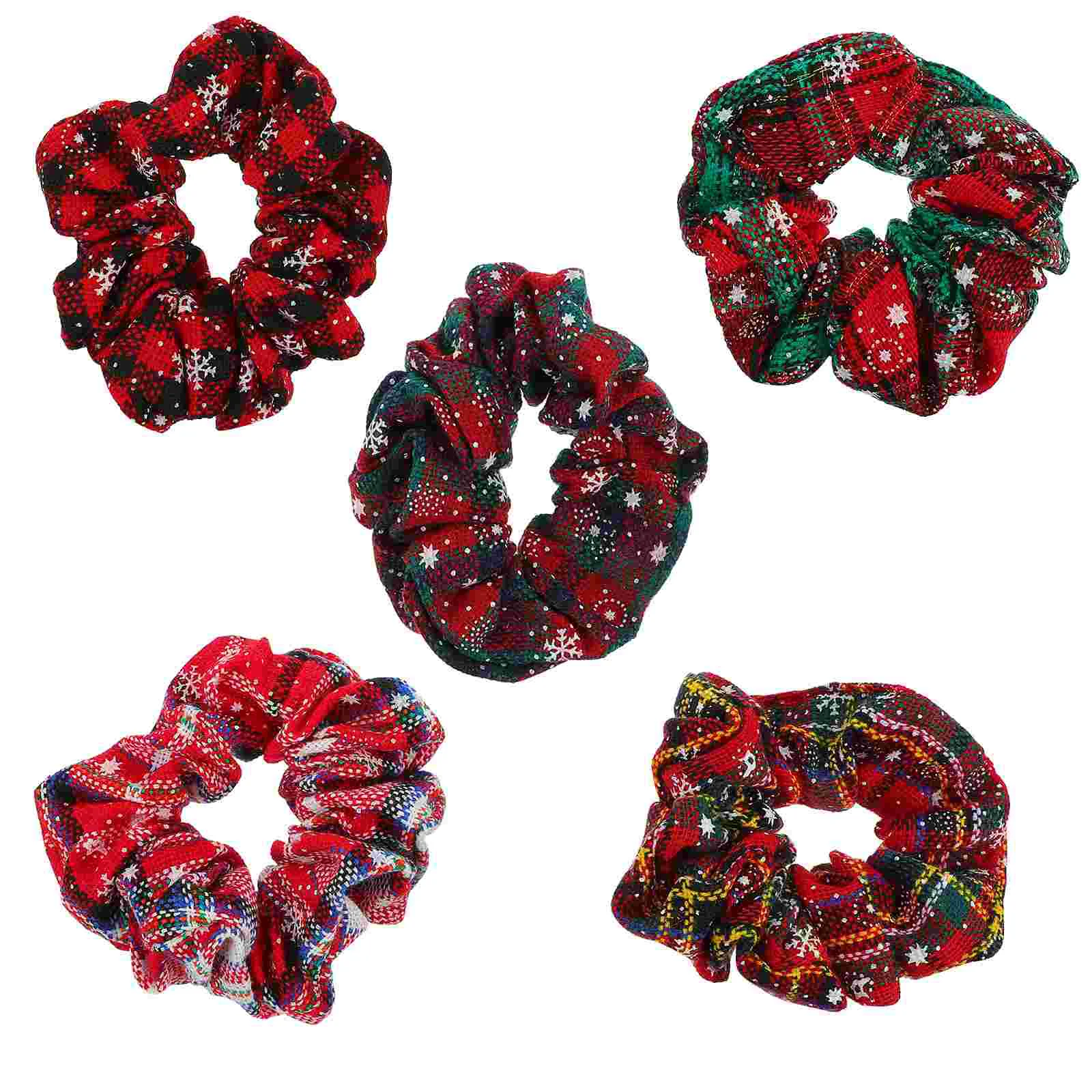 

5 Pcs Christmas Hair Tie Accessories Xmas Bands Scrunchies Scrunchy Rope Snowflakes