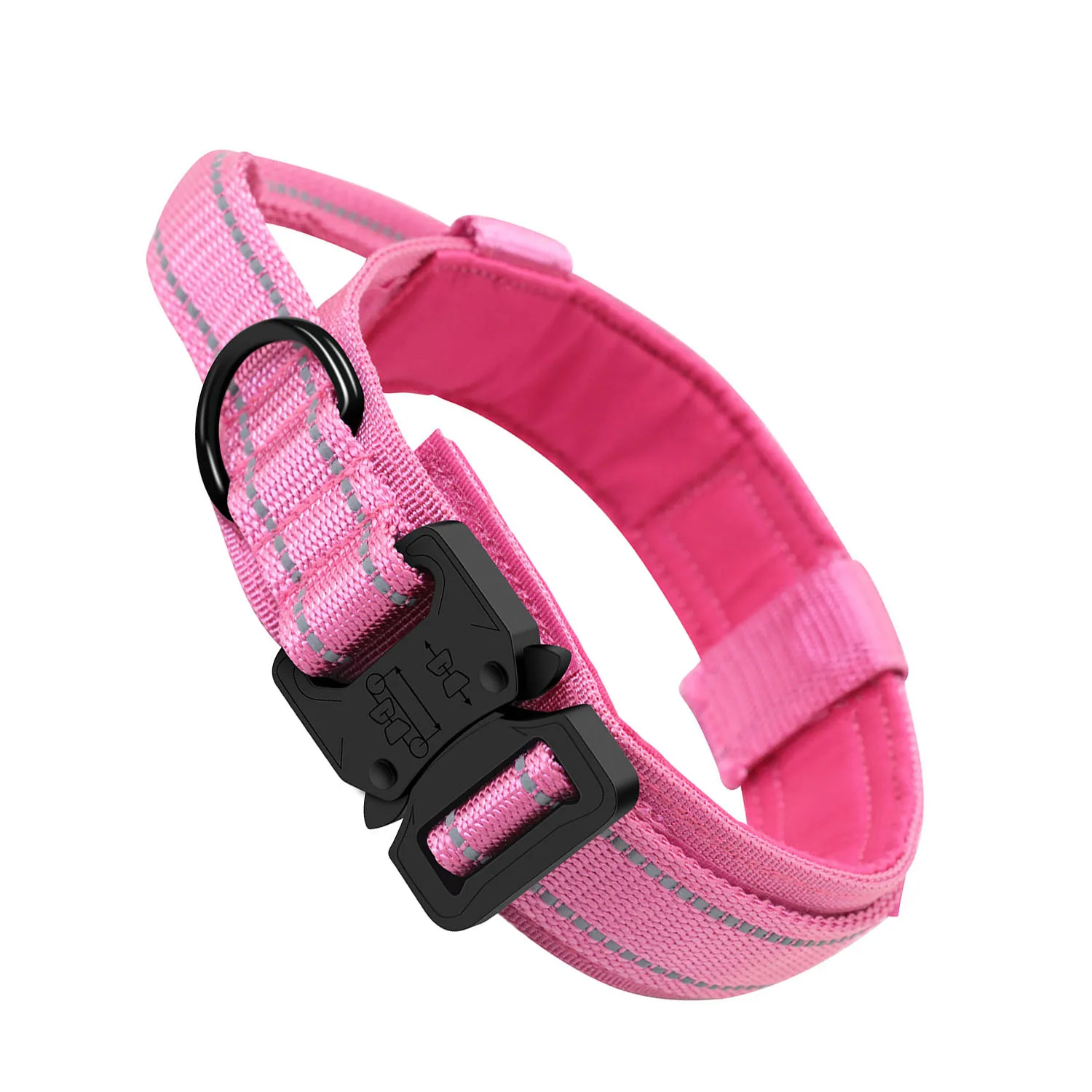 Reflective Tactical Collar Adjustable Military Training Nylon Dog Collar Dog Collar with Handle Quick Release of Dog Collar view 4