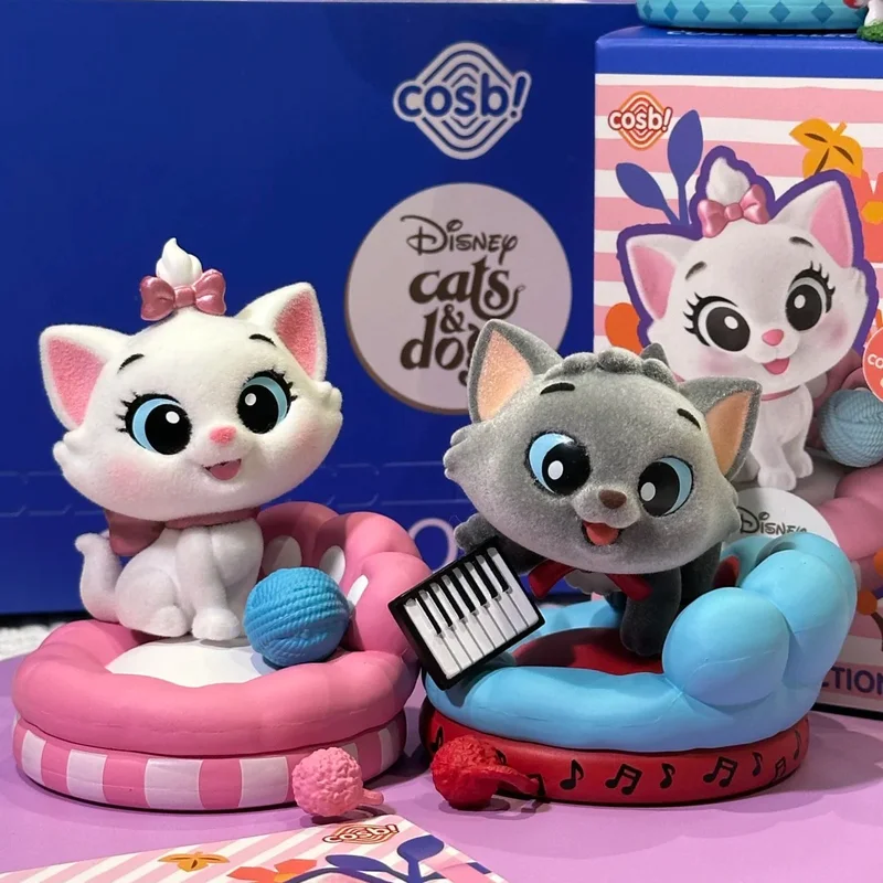 Disney Cats Party Cosbi Blind Box, Marie & Lucifer gevlokte figuren, Q-versie verzamelcadeauset voor meisjes Verzamelaarscadeau