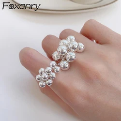 Foxanry Silver Color Ball Geometric Ring For Women Creative Elegant New Fashion Minimalist Anniversary Jewelry Accessories Gifts