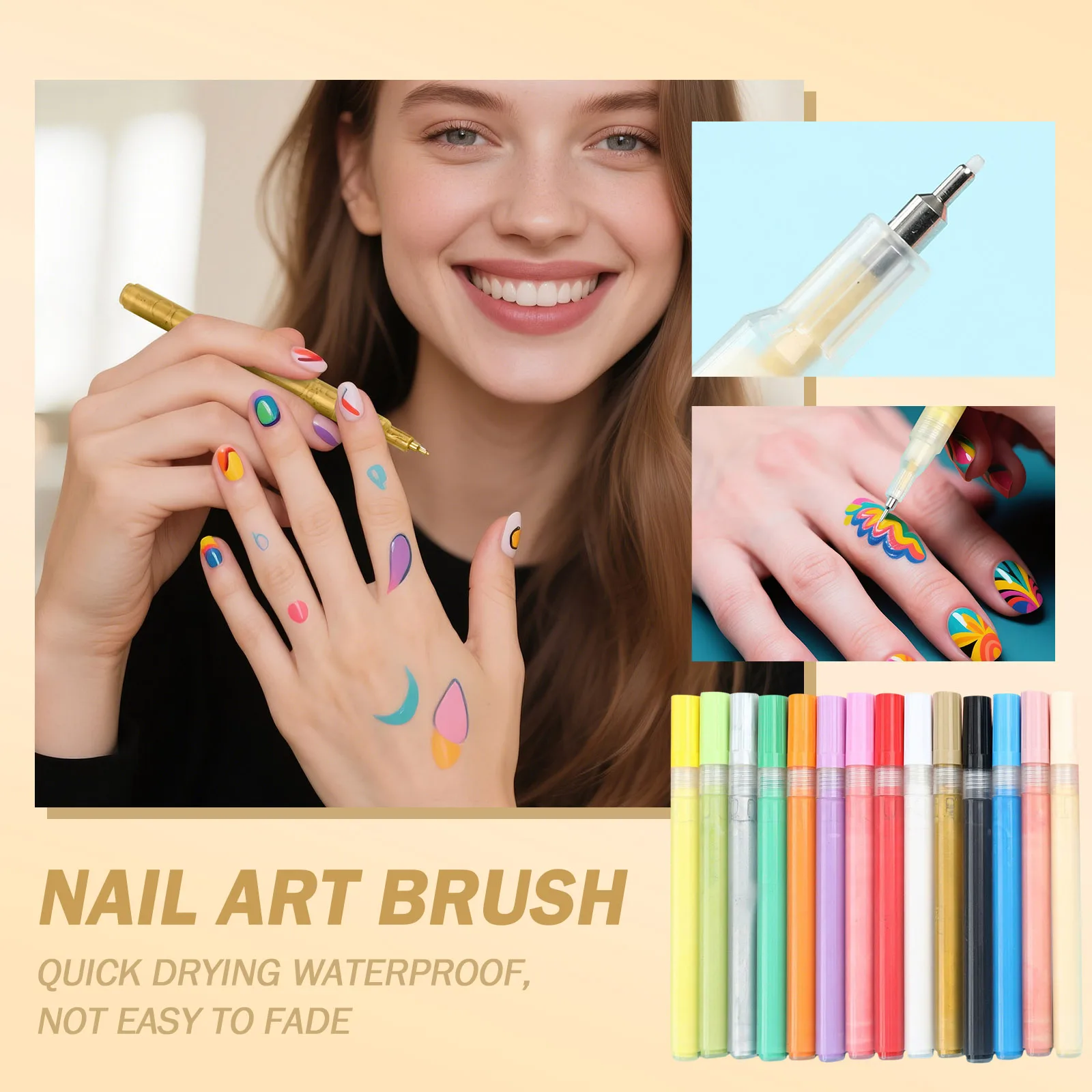 

﻿ 12 Color Nail Decorative Pen Girl Creatively Exquisite Nail Drawing Tool Waterproof Quick Drying Beautiful Colorful Nail Pen