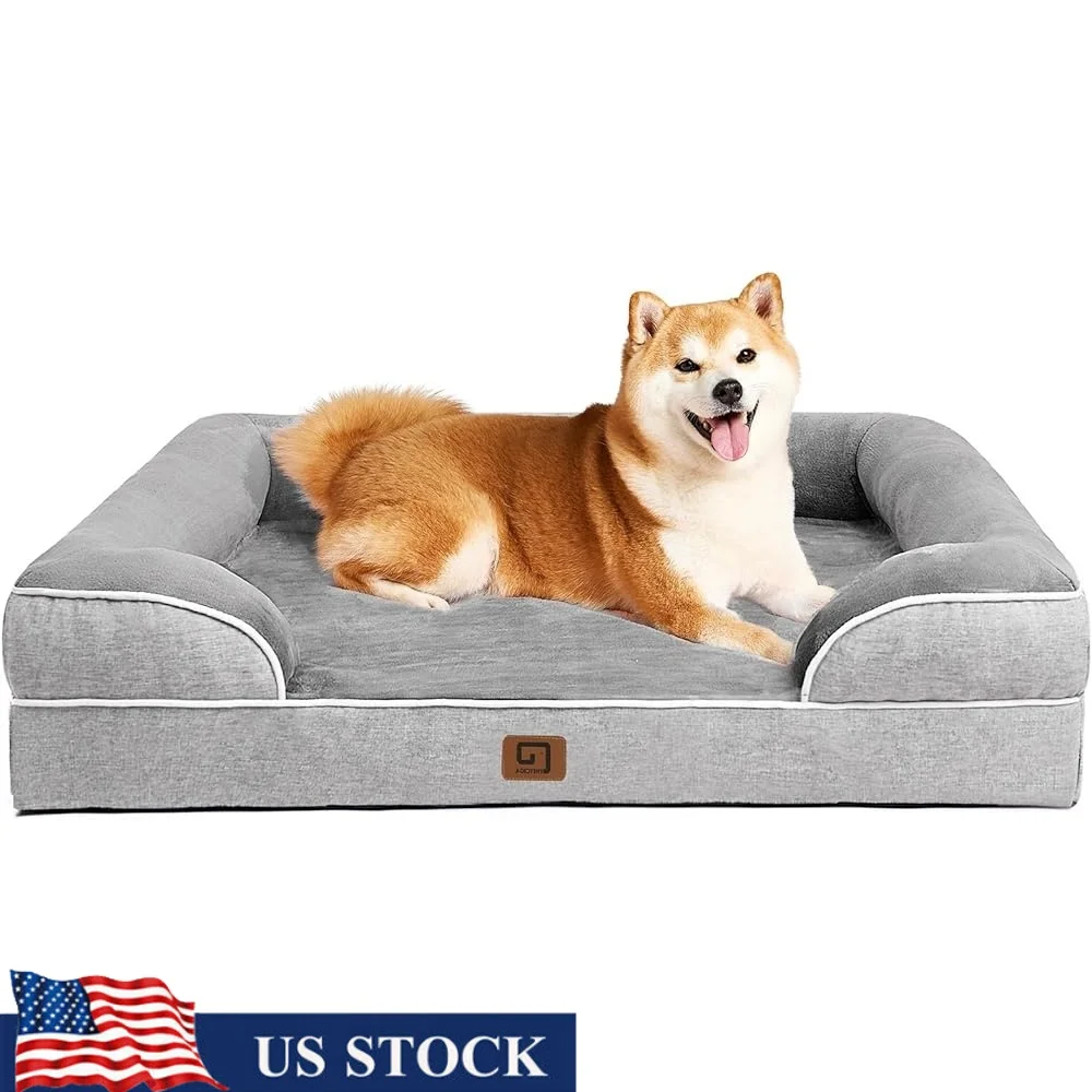 

Orthopedic Large Dog Bed Waterproof Memory Foam Non-Slip Bottom Egg-Crate Foam Pet Couch Bed Comfortable Support Medium Large