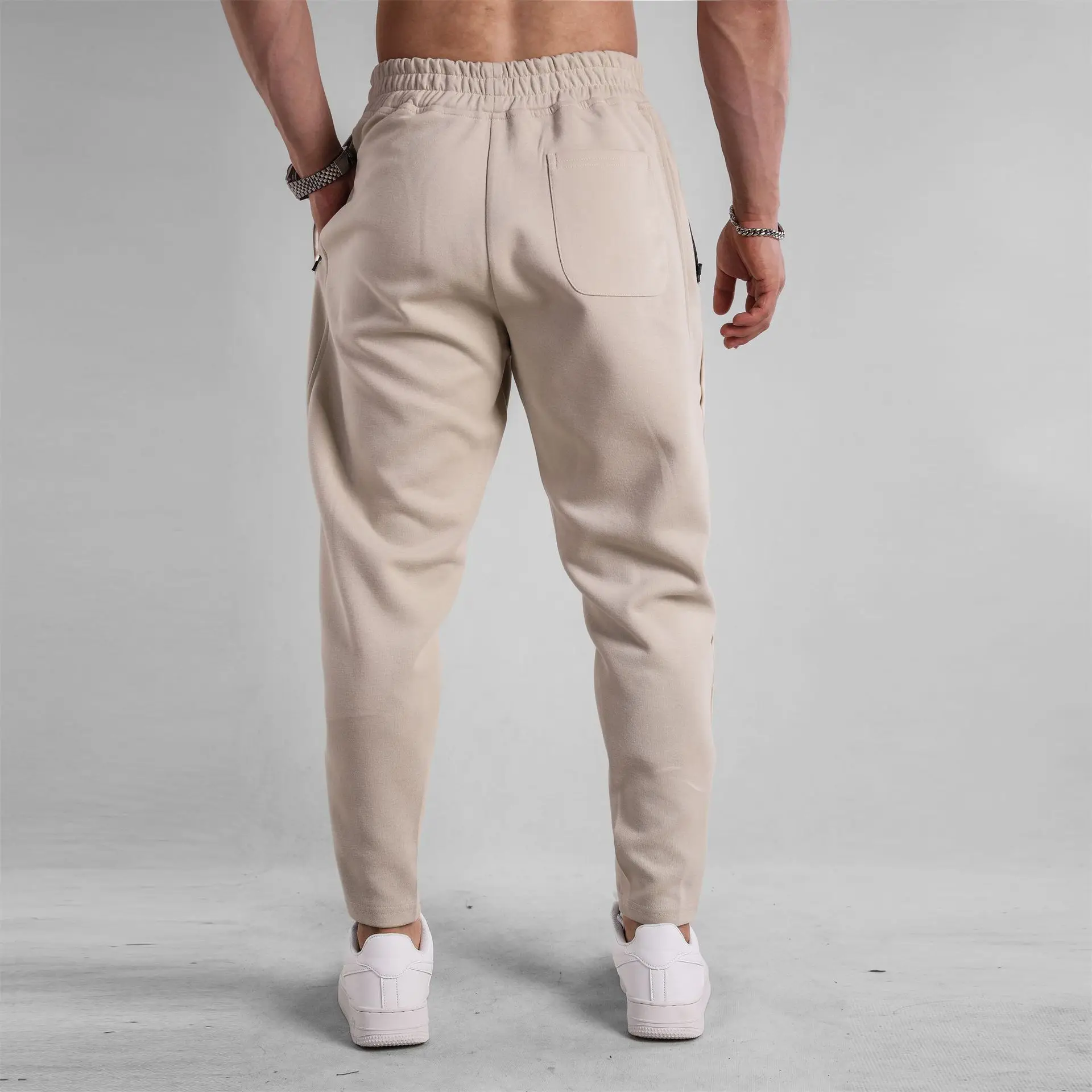 Men's Clothing Sport Casual Zipper Baggy Pants Cotton Long Trousers Outdoor Gym Fitness Workout Jogging Sweatpants Trackpants