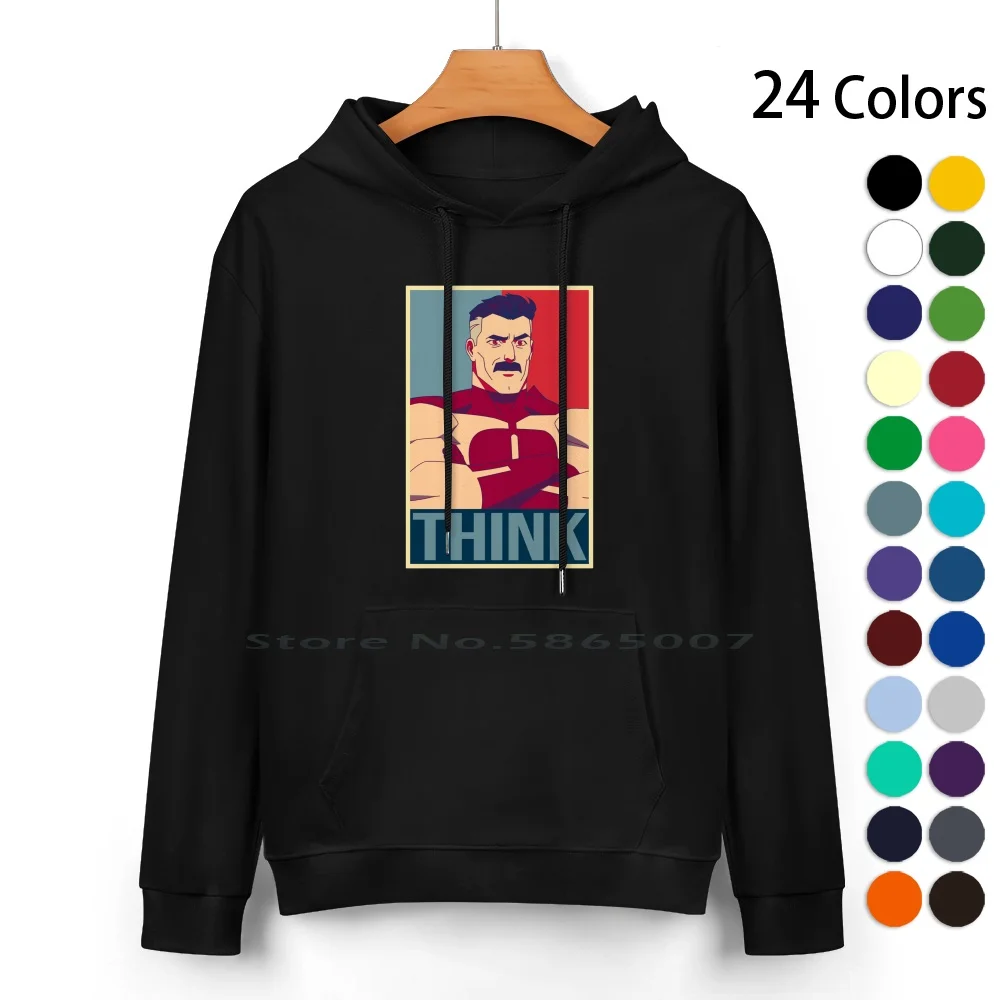 Omni-Man-Think Poster Pure Cotton Hoodie Sweater 24 Colors Omni Man Invincible Father Think Mark Meme Funny Hero Villain Geek