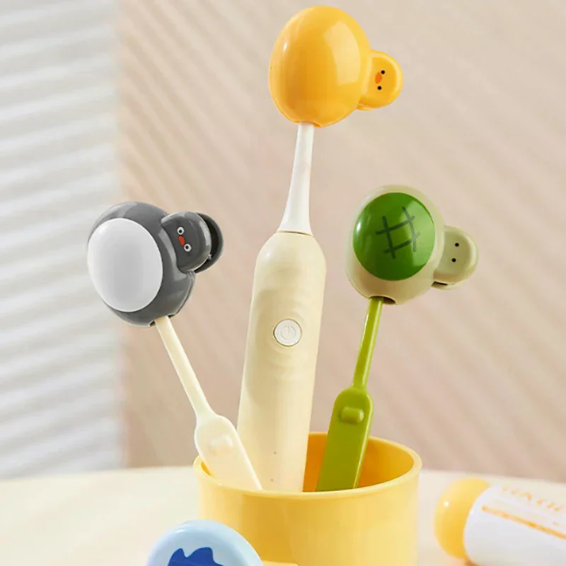 

Портативный пластиковый зажим, портативный чехол для головки зубной щетки с животными, пылезащитный защитный колпачок для зубной щетки для домашних путешествий, ванной комнаты