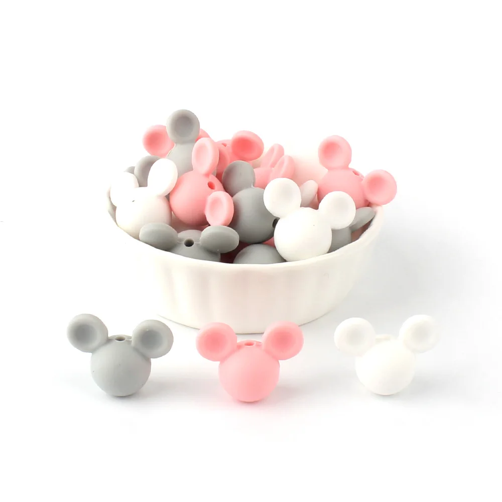 10Pcs Focal Silicone Beads Cartoon Mouse For Jewelry Making Keychain Necklace Make Bracelets Lovely KeyChain DIY Accessories