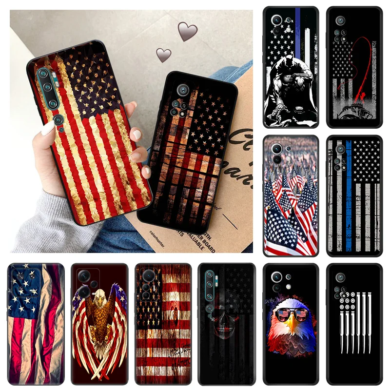 Soft Case for Redmi Note13 Pro 5G Note12 13C Xiaomi 13 Pro 12 Lite 12t 12x 12c Eagle American flag Black Phone Cases Cover