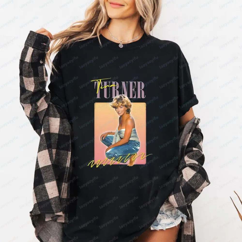 Tina Turner - Camiseta casual de verão com gola redonda multiuso para homens e mulheres
