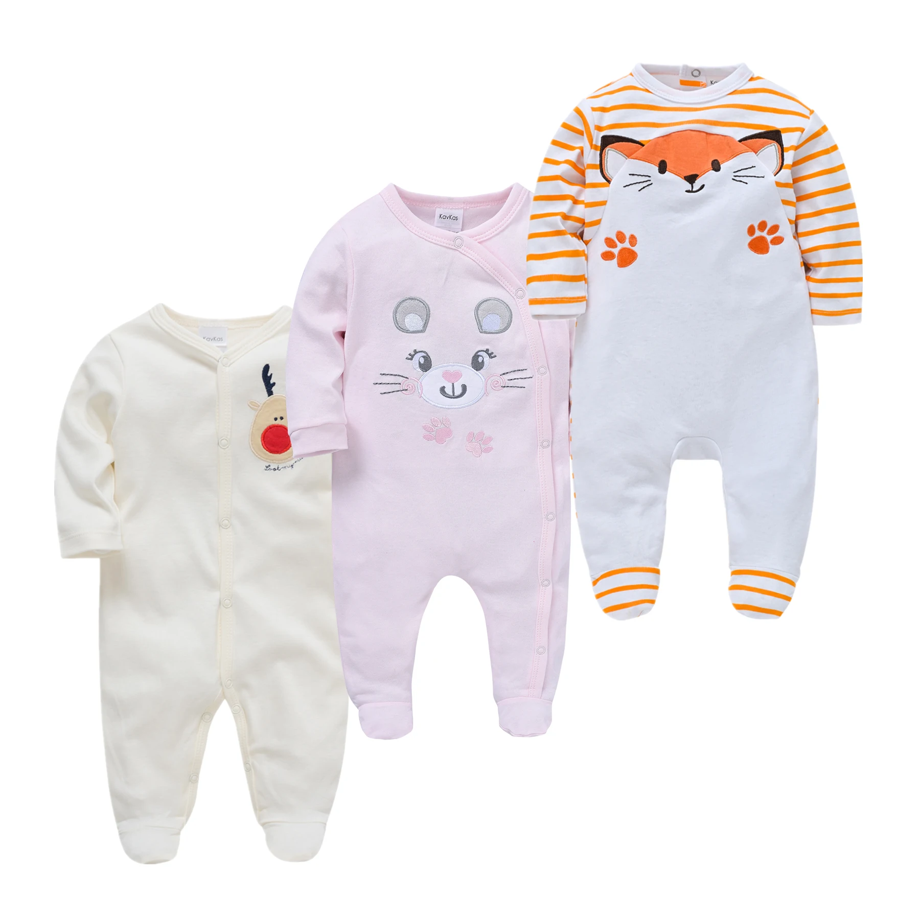 Baby Boys Jumpsuit Newborn 3PCS Cotton Infant Baby Pajamas Spring Autumn Cartoon Sleepwear Long Sleeve Girl Pyjamas Home Wear