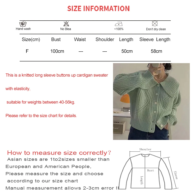 HELIAR Women Knit Single-breasted Cardigan Sweater Turn-down Collar Soft Sweater Coat Solid Long Sleeve Warm Sweater Fall Winter