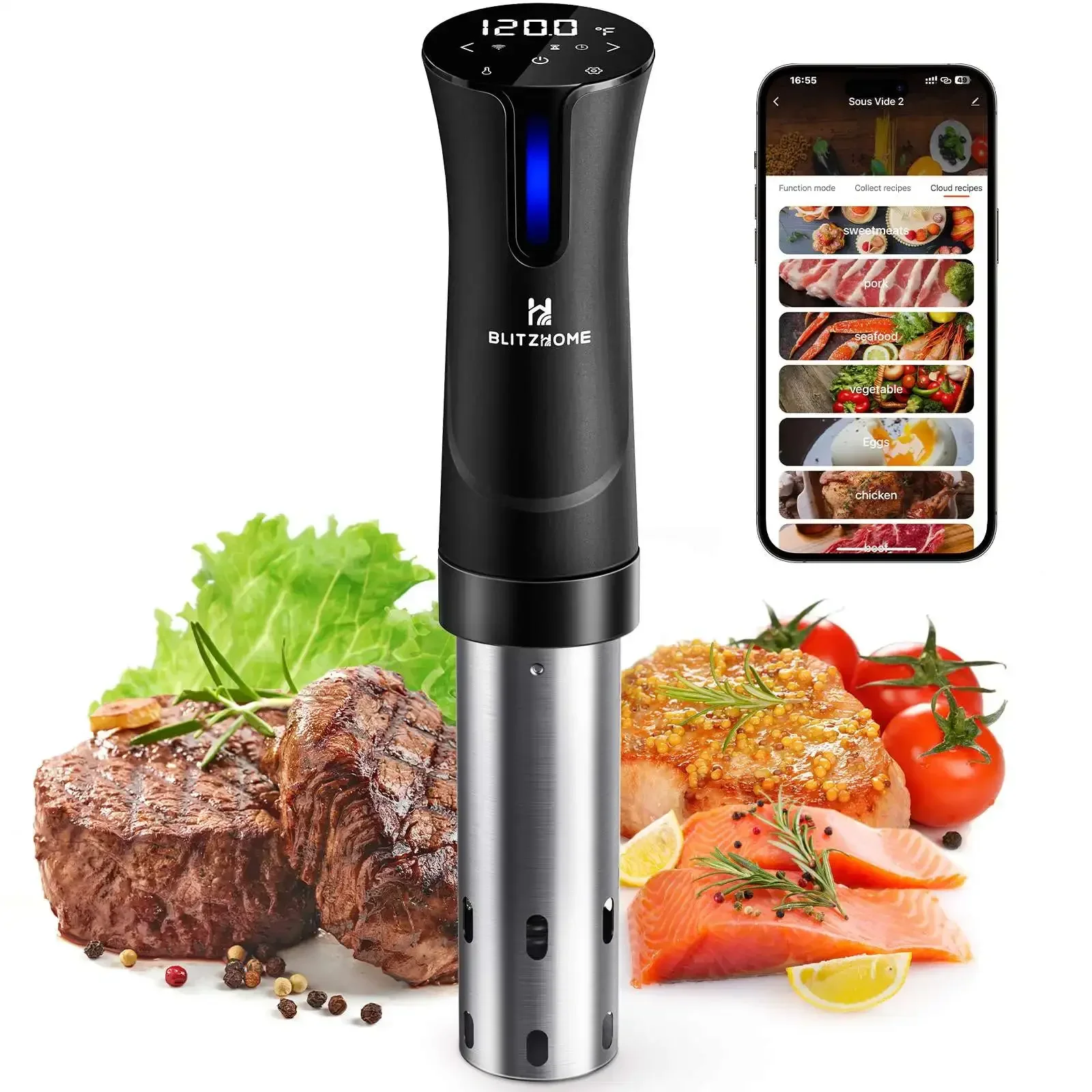 NEW Blitzhome Sous Vide Cooker WiFi Home Appliance 1100W Kitchen Timer Sous Vide Machine BBQ Immersion Circulator Precise Cooker