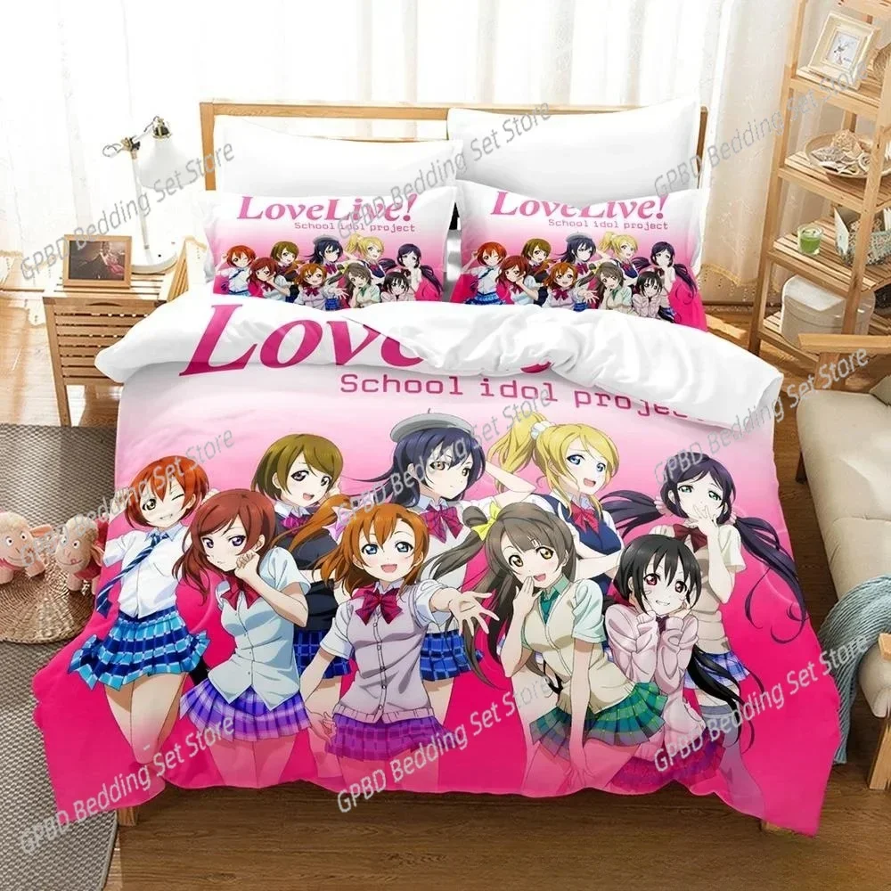 

Fashion Luxury New 3D Print Kawaii Love Live! Bedding Set Cartoon Anime Adult Kid Bedroom Duvet cover Sets Home Textiles