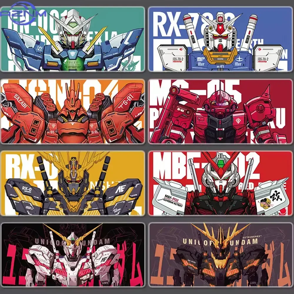 Anime RX-78-2 Mecha Robot Blue Background Print Mouse Pad, Rubber Non-Slip Base, Smooth Surface for Gaming and Office Desktop Co