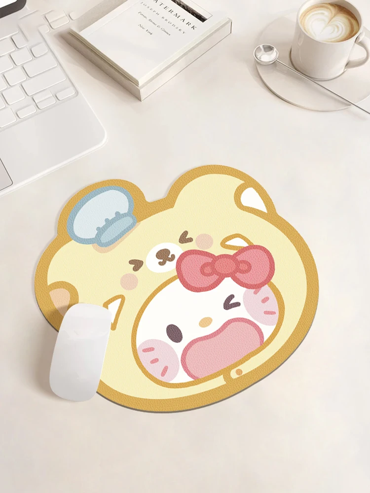 V-ISION Cute cat shaped leather mouse pad, women's wrist protector, portable computer, office desk pad