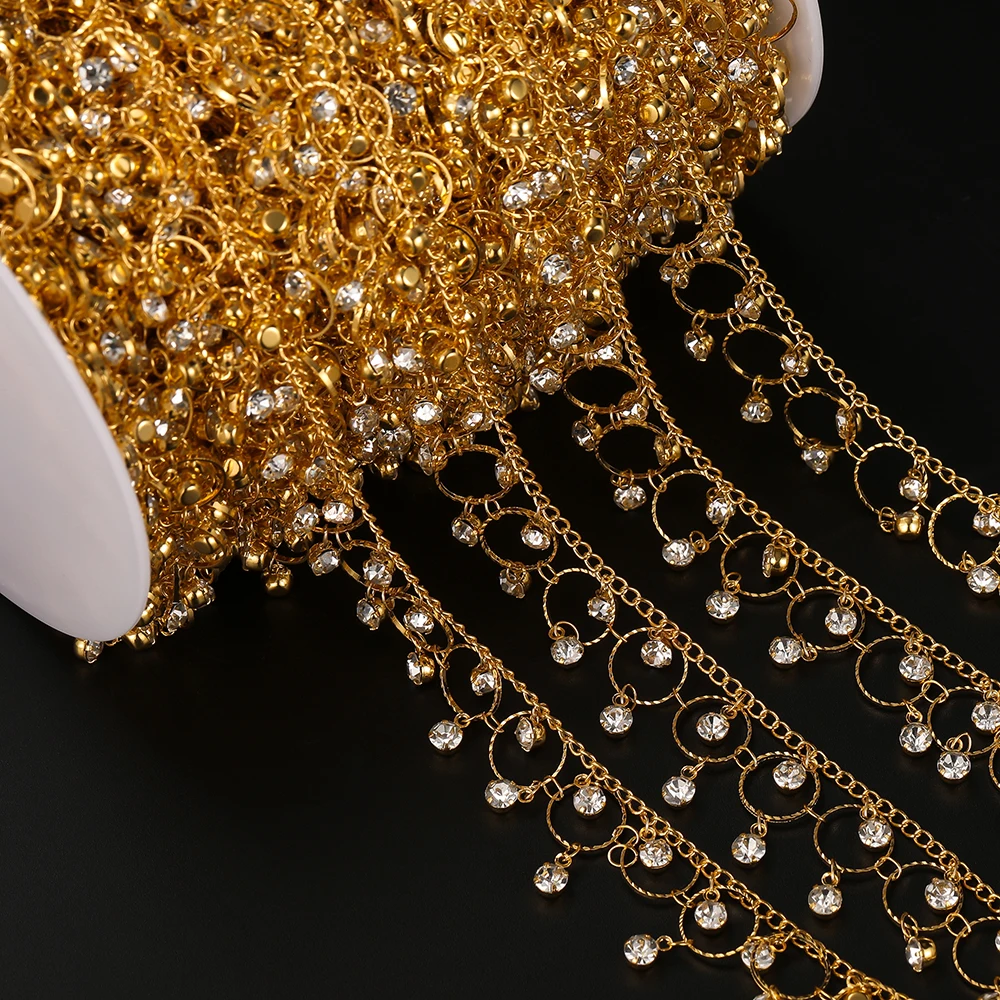 1meter/39.37in Copper Chain With Rhinestone Beads Pendant DIY Bracelet Necklace For Jewelry Making Supplies image 3