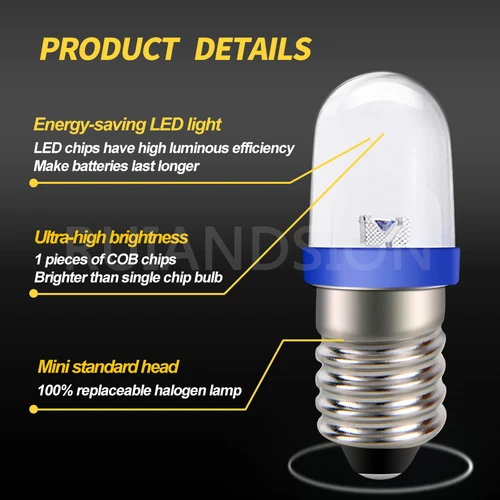 Imagen 2 del producto RUIANDSION Universal E10 AC 220V linterna LED para exteriores bombilla luces de advertencia luz indicadora mecánica Mini lámparas de trabajo 150LM