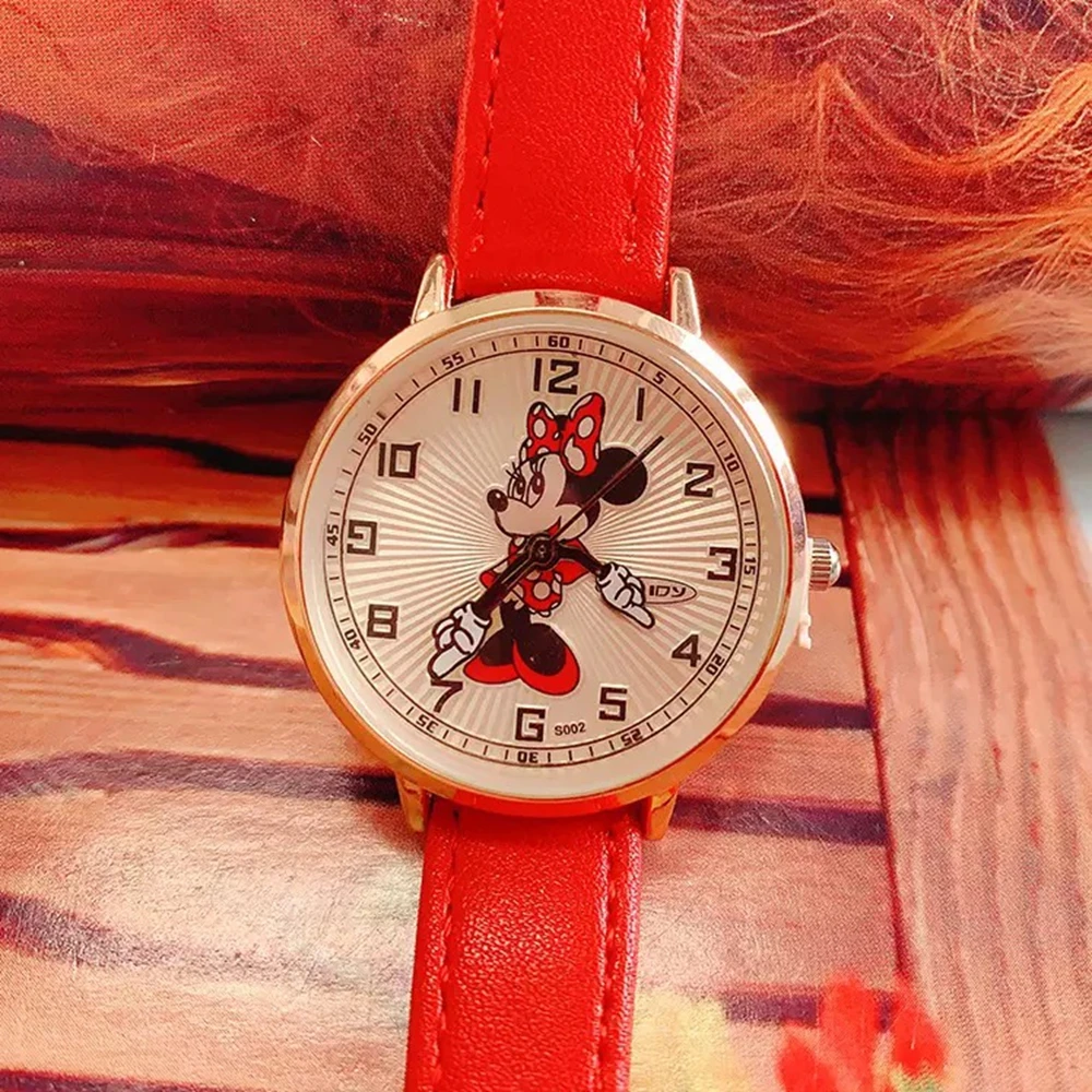 Mickey Mouse Minnie Children's Watches Fashion Cute Cartoon Quartz Watch Small Dial Women Wristwatch Ladies Dress Watch