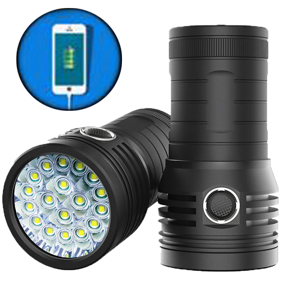 

Powerful Outdoor Tactical LED Flashlight Super Bright 3 Modes Emergency Spotlight 18650 built-in battery Chargeable Torch