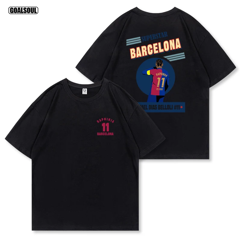 

2025 Basalafinha T-shirt, RAPHINHA Football Streetwear Brand, American Retro Casual Heavyweight, Pure Cotton Short-sleeved