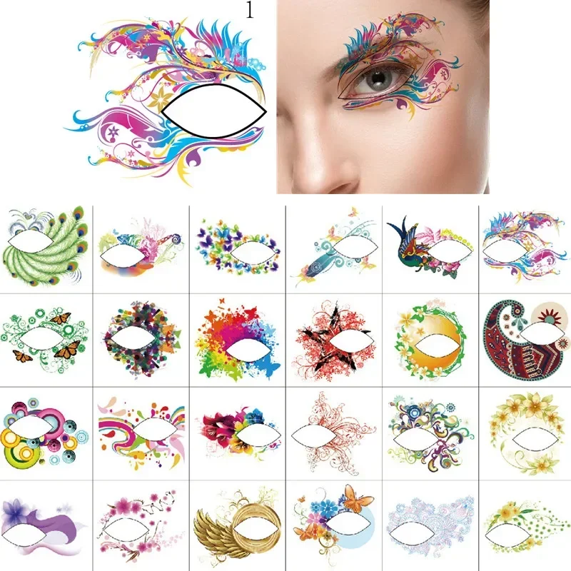 1pc Fashion Women Temporary Eye Tattoo Sexy Makeup Eyeliner Eyeshadow Sticker Eye Tattoo Flash Carnival Makeup Eye Decal