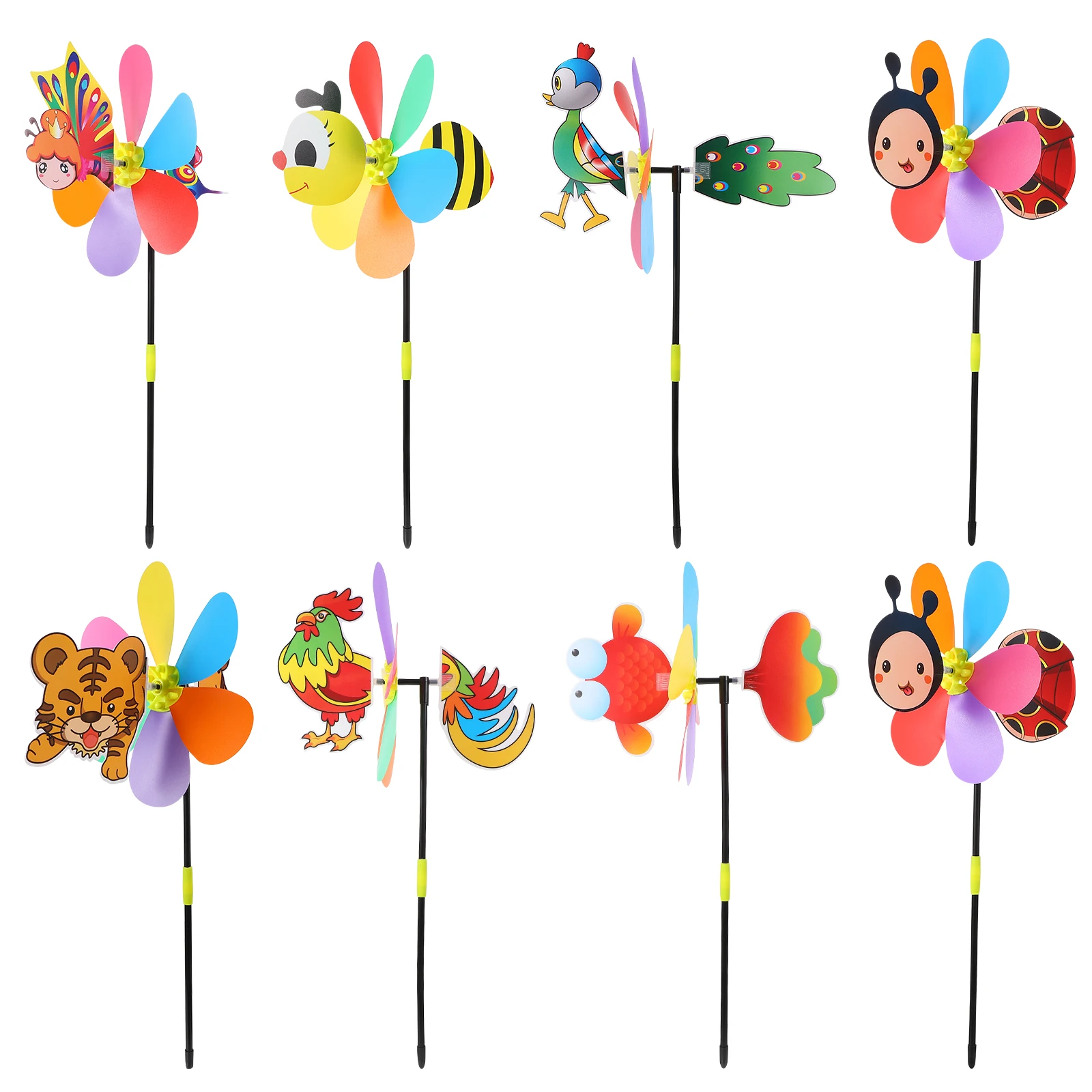 

8 Pcs Three-Dimensional Windmill Decor Whirligigs Outdoor Color Toys Pinwheels Kids Cartoon Child
