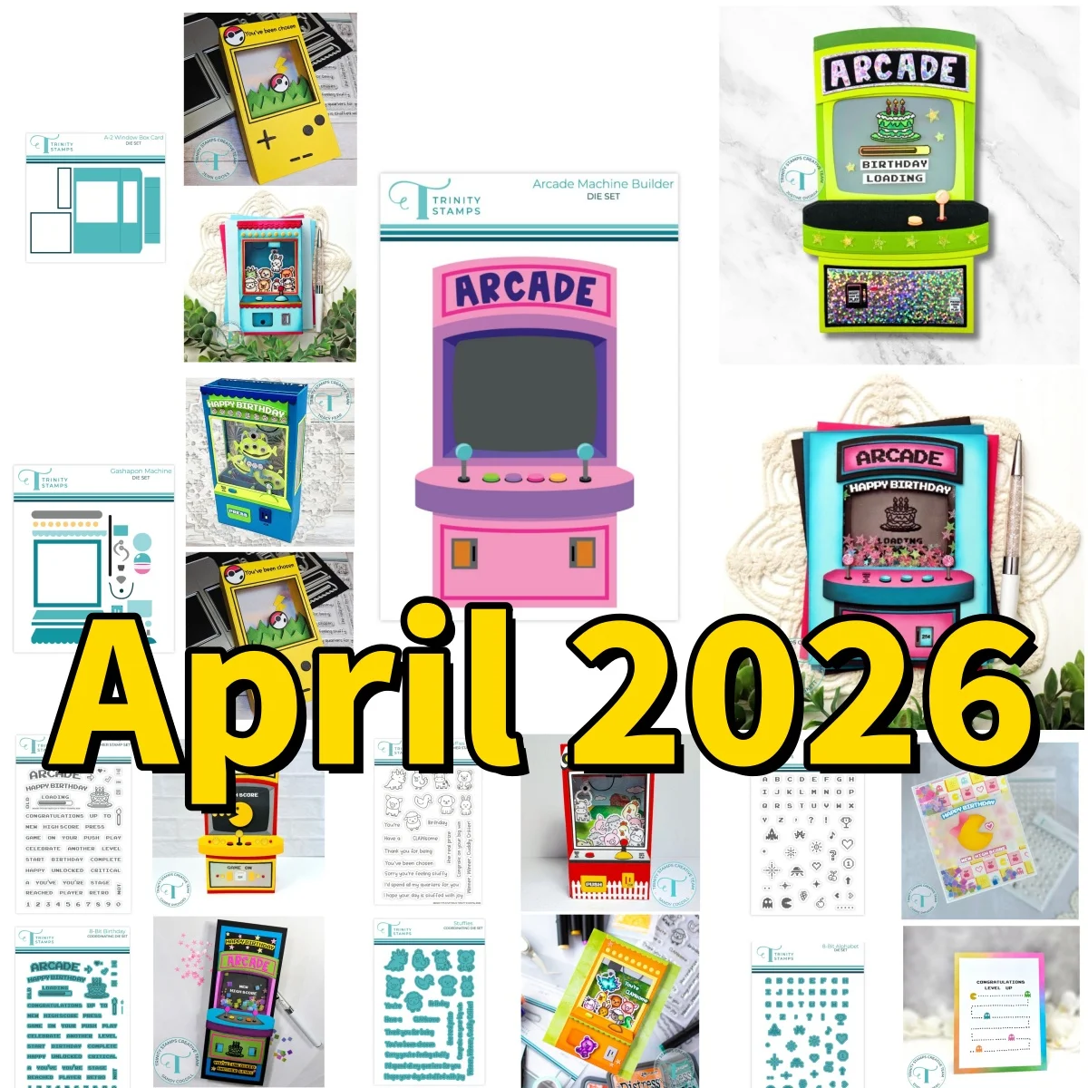 

New Window Box Card Arcade Machine Metal Cutting Dies Clear Stamps for DIY Making Gift Card Scrapbook Decoration April 2026