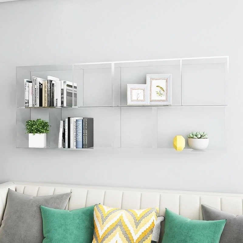 رف كتب صغير فاخر وخفيف الوزن لغرفة المعيشة المنزلية وخزانة كتب شفافة من الأكريليك وشكل رف أرضي بسيط متكامل