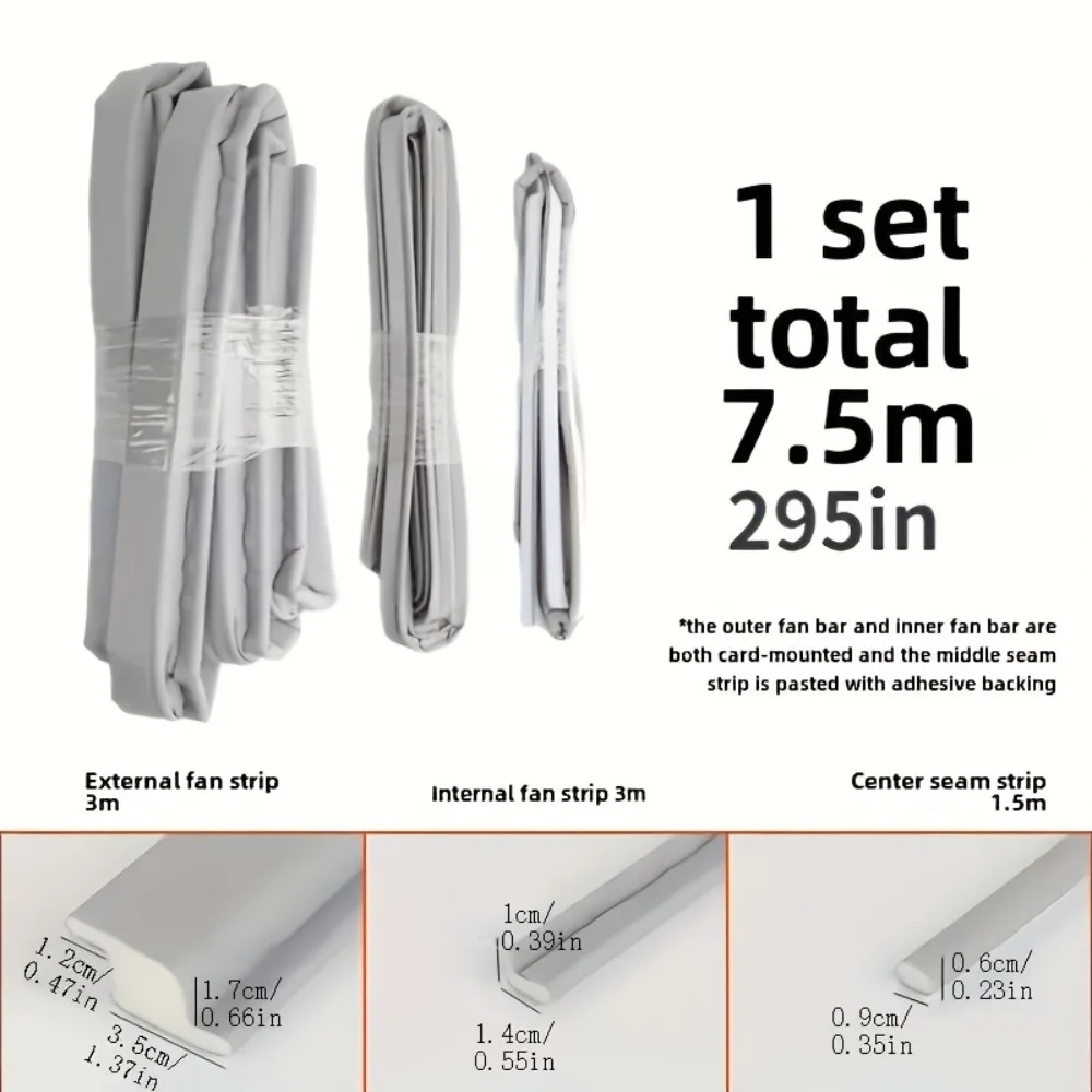 مجموعة شريط عازل للانزلاق البلاستيكي الفولاذي للنوافذ مع شرائط الفجوة الداخلية والمتوسطة الخارجية وشريط الزجاج الأمامي السفلي للباب