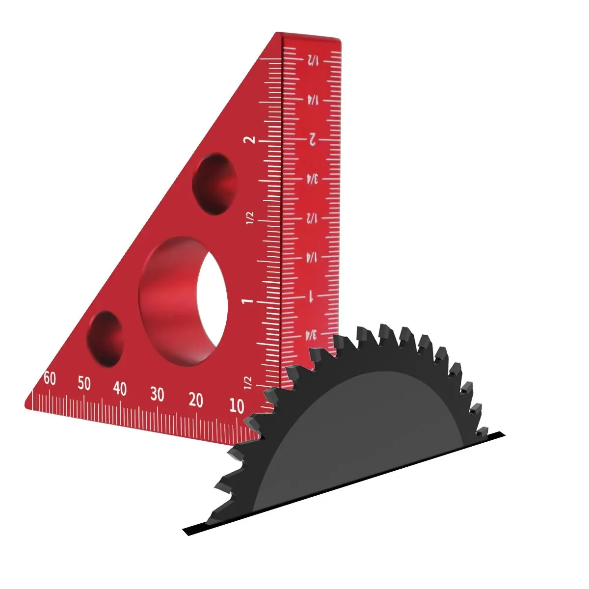 Triangle Ruler 45/90 Degree Metric Scale Precision Angle Ruler Aluminum Thickened Height Ruler Multifunction Woodworking Tool