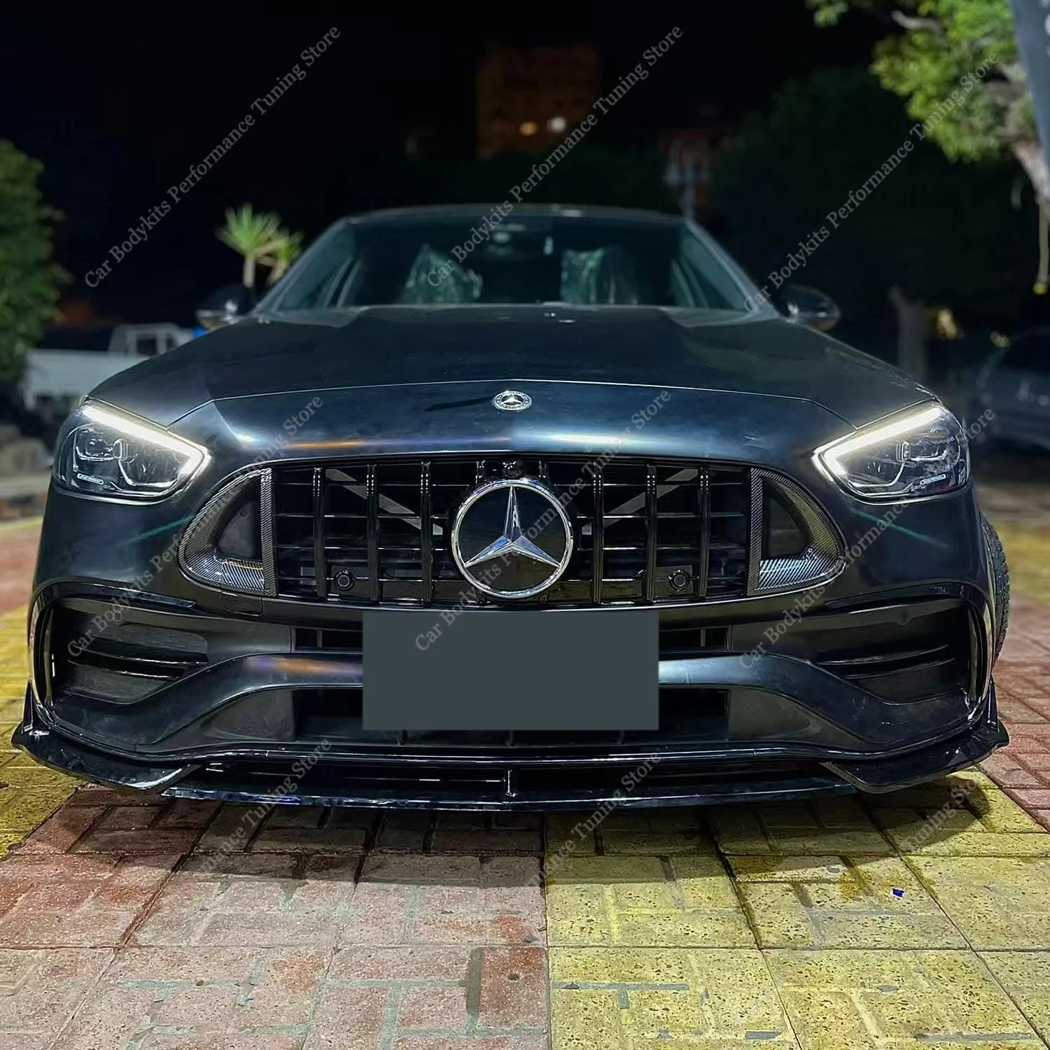 

B Style Front Bumper Lip Spoiler Splitter Diffuser For Mercedes W206 S206 C43 C300 C200AMG Line 2022-2025 Lci Bodykits Tuning