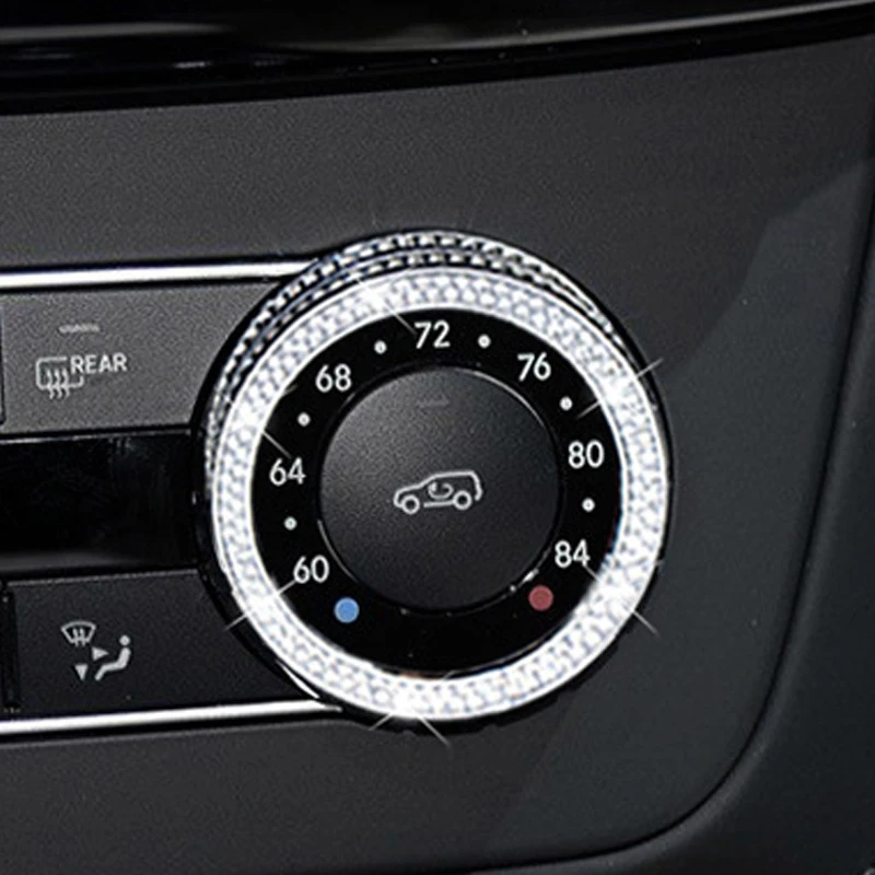 Diamonds Crystal Car Air Conditioning Knobs Decoration Ring For Mercedes Benz GLE260 GLK300 CLS GL M GLS SLK SL G Class 08-13