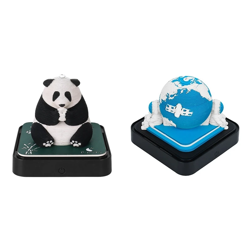 3D Art Calendar 2024, Creative Time Piece Calendar Panda Memo Pad Rip Away Paper Carving DIY Sticky Note Durable Easy Install